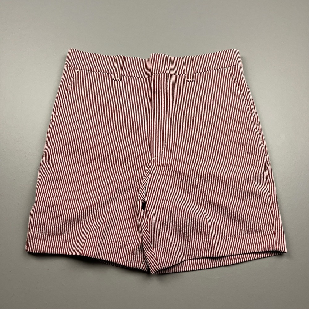 Vintage Shorts Mens 29 Red White Striped Seersucker Style Knit Made in USA 70s